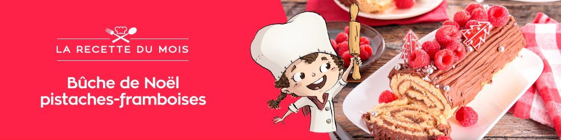 Bûche de Noël pistaches–framboises